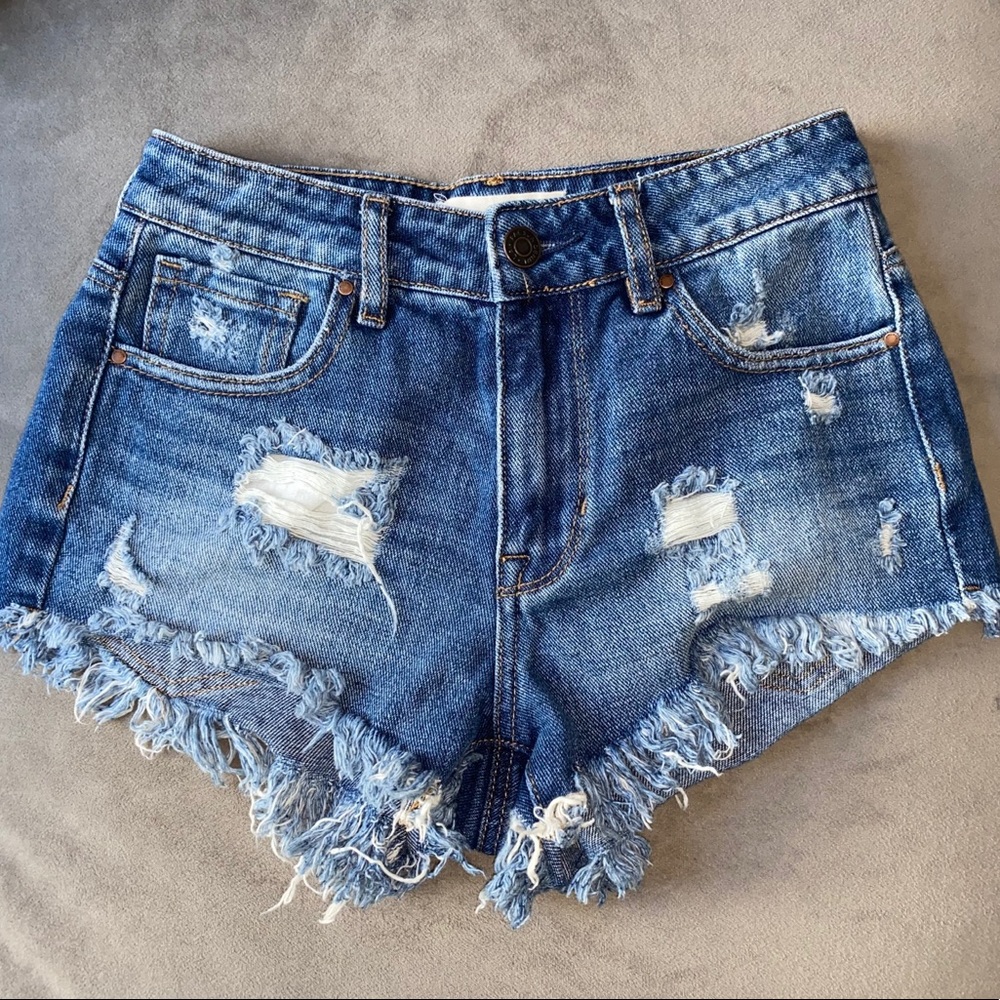 Pacsun blue high rise festival shorts